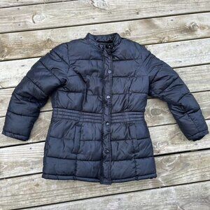 JUSTICE SIZE 16/18 PUFFER Fur Lined COAT WARM BLACK Full Zip